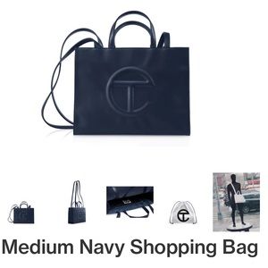 Telfar medium shopping bag navy